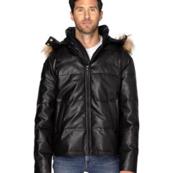 Unisex Vegan Leather Puffer Jacket Thumbnail