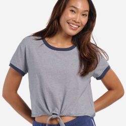 Women's Striped Tie Front T-Shirt Thumbnail